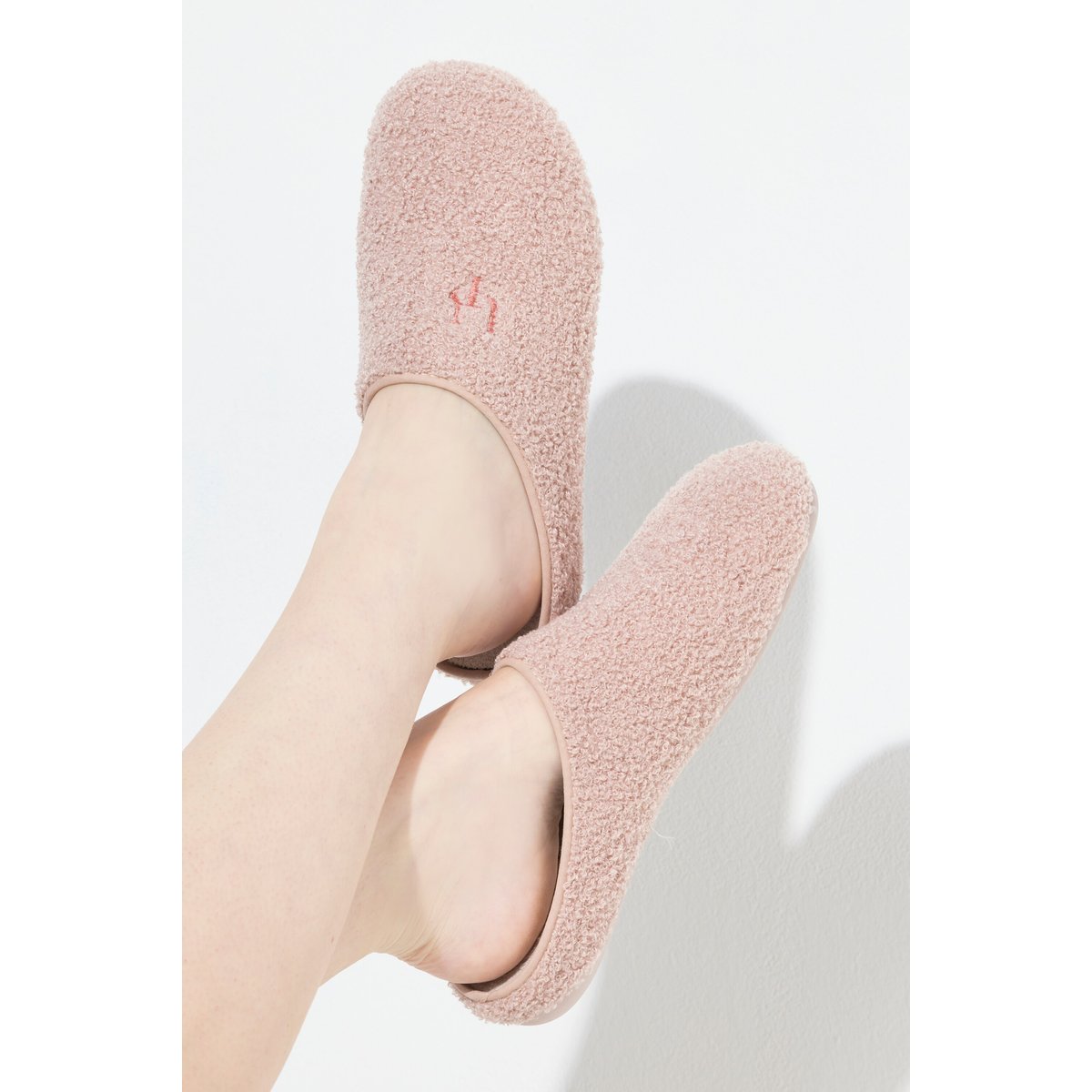 Chaussons en polaire bouclée , pied large rose, ULLA POPKEN