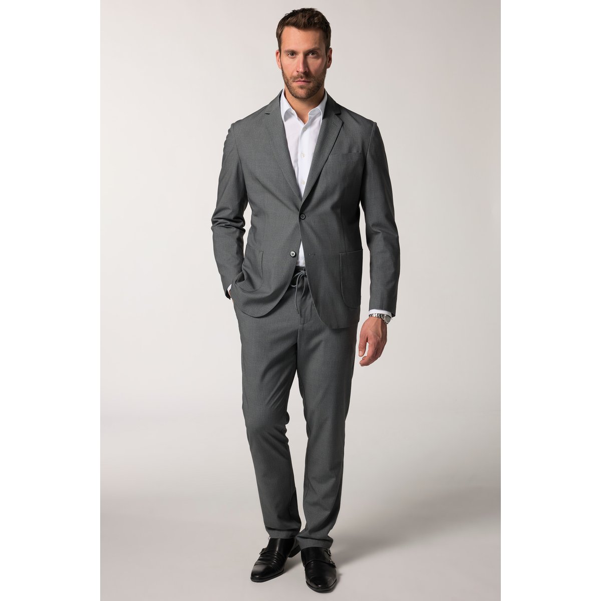 Veston FLEXNAMIC® en jersey à rayures anthracite, JP1880