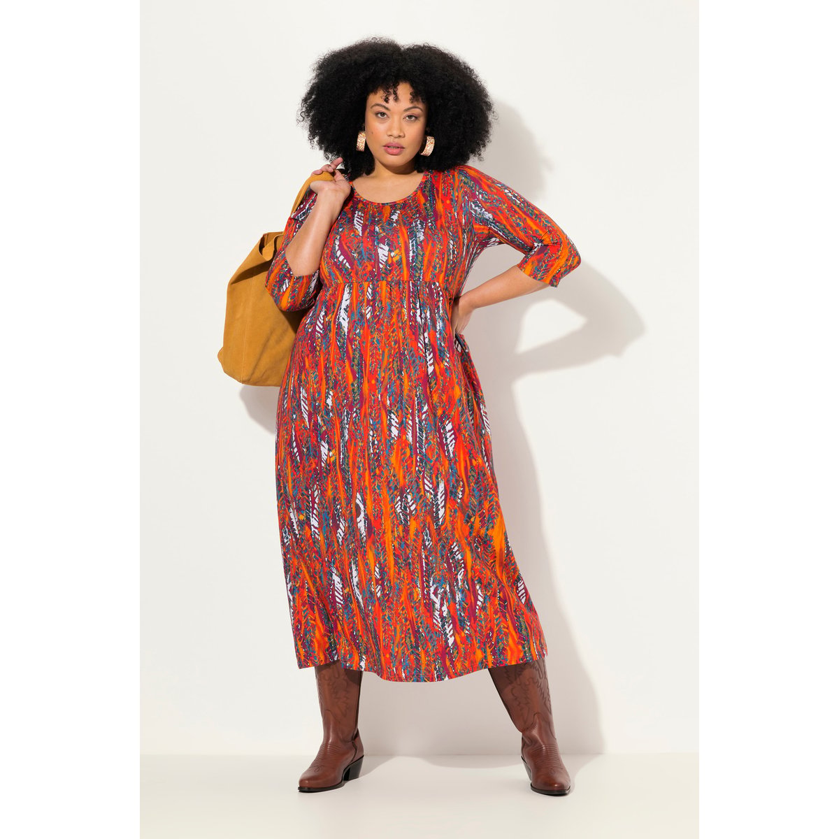 Robe maxi en jersey cannelle, ULLA POPKEN
