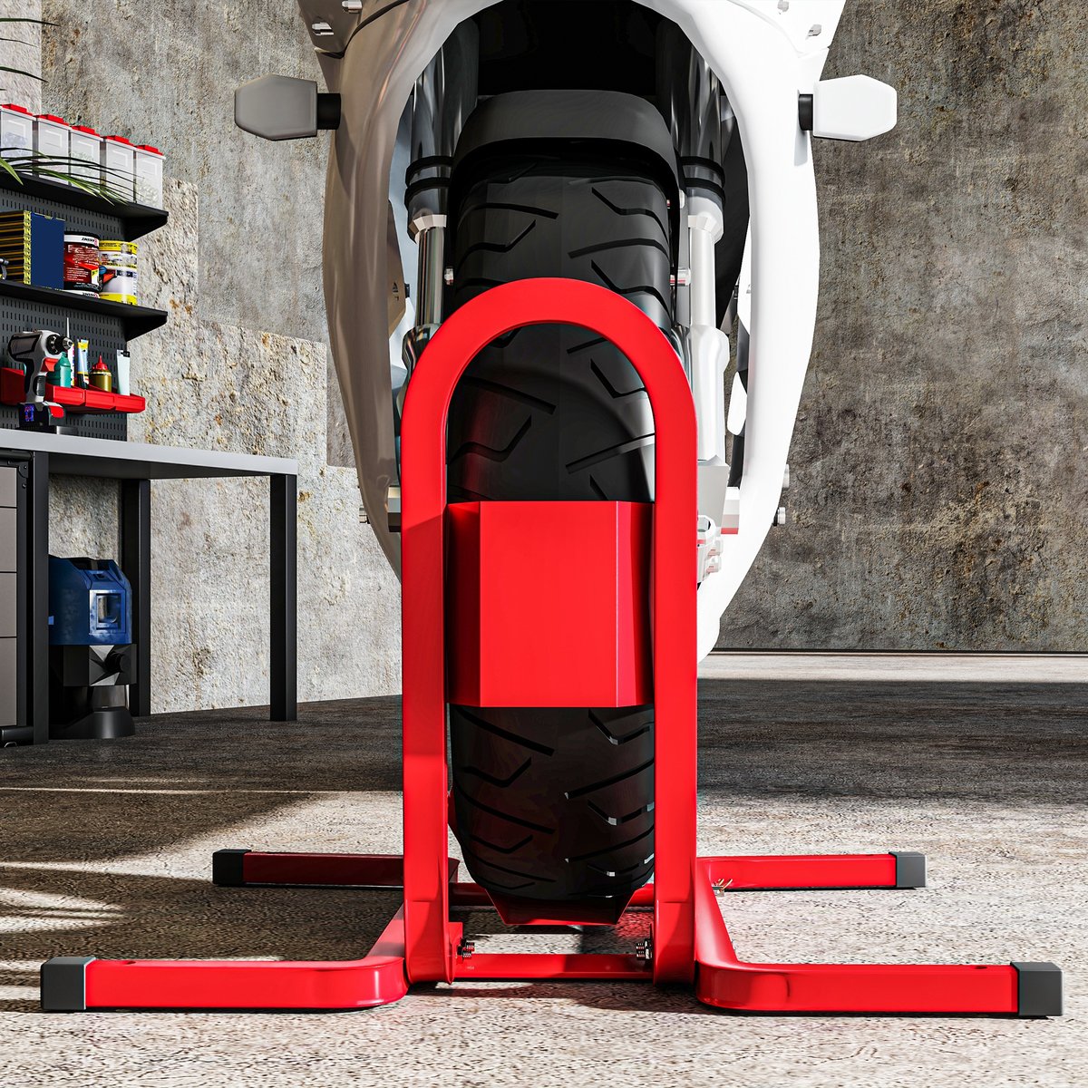 Cale de roue pour moto Métal Rouge rouge, HOMCOM