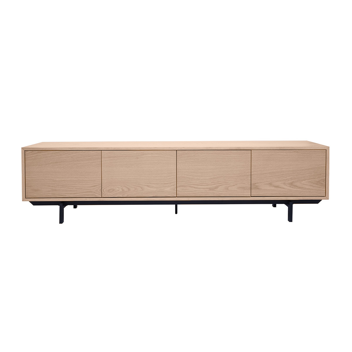 Meuble TV vintage bois foncé noyer et métal noir L200 cm MANNY chêne clair, MILIBOO
