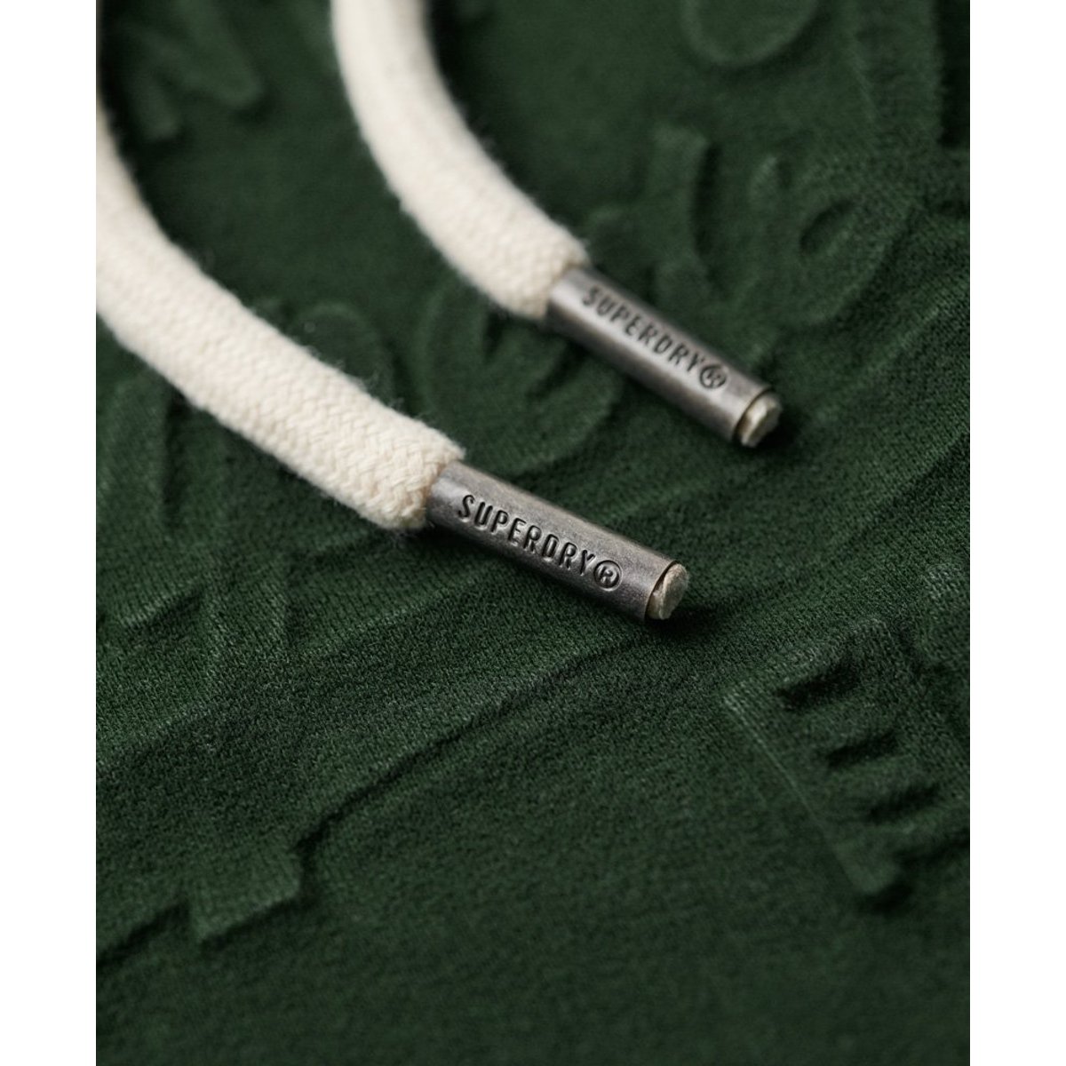 Sweat à capuche et logo vintage en relief vert émail, SUPERDRY