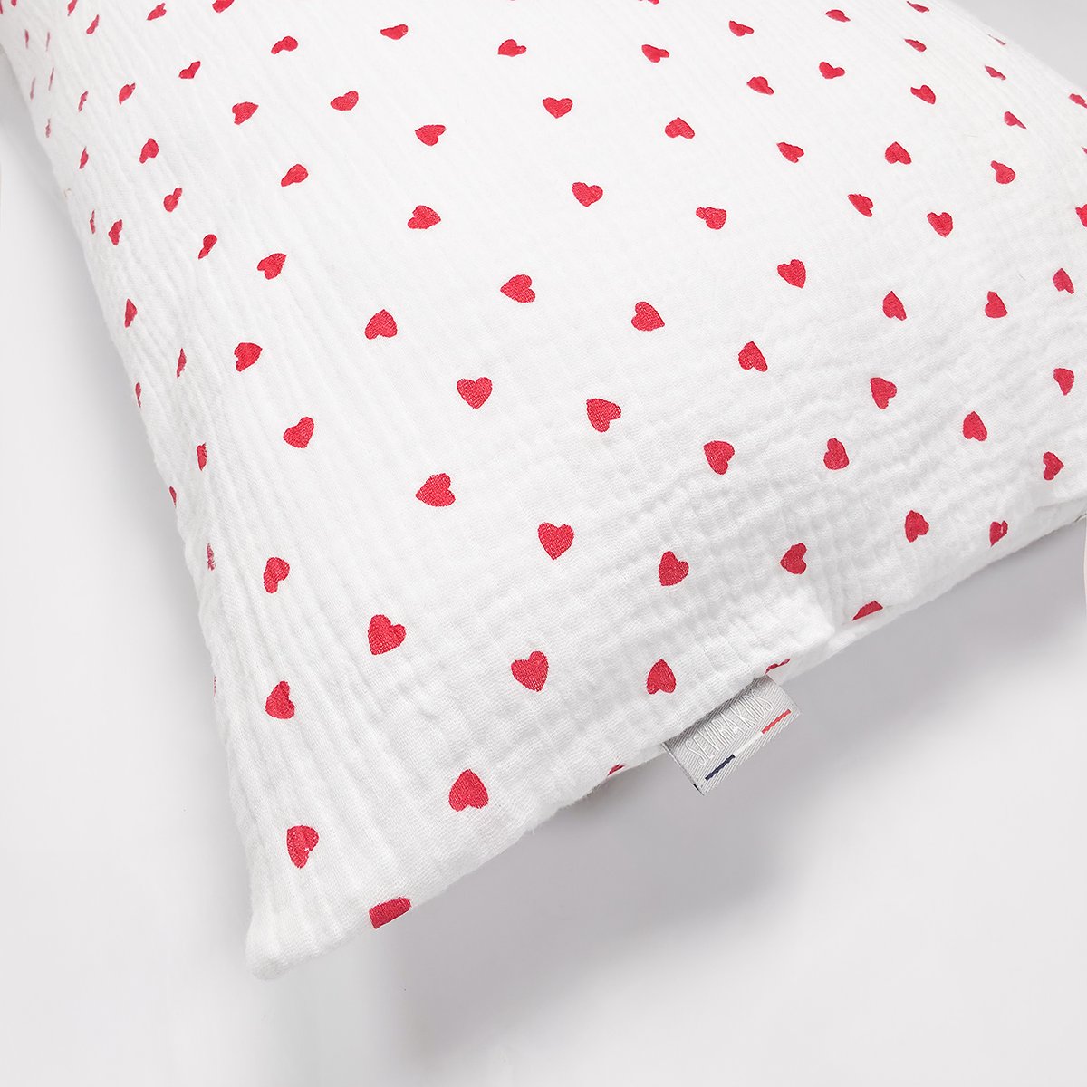 Taie d'oreiller réversible en gaze de coton LOVIO rouge, SEVIRA KIDS