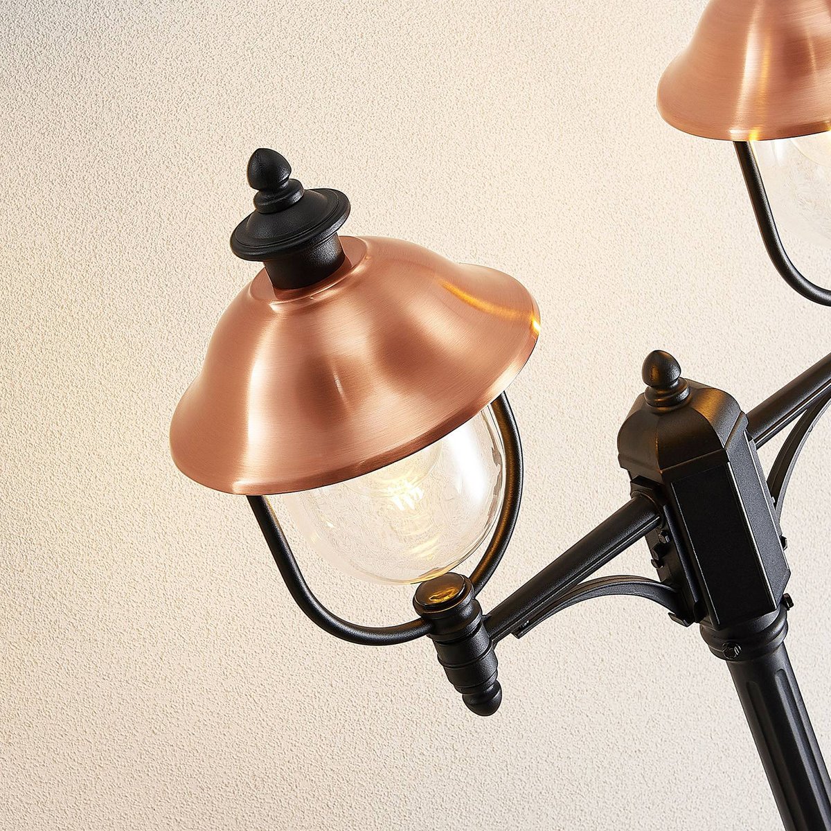 Lampadaire extérieur en aluminium vintage noir, cuivre, LINDBY