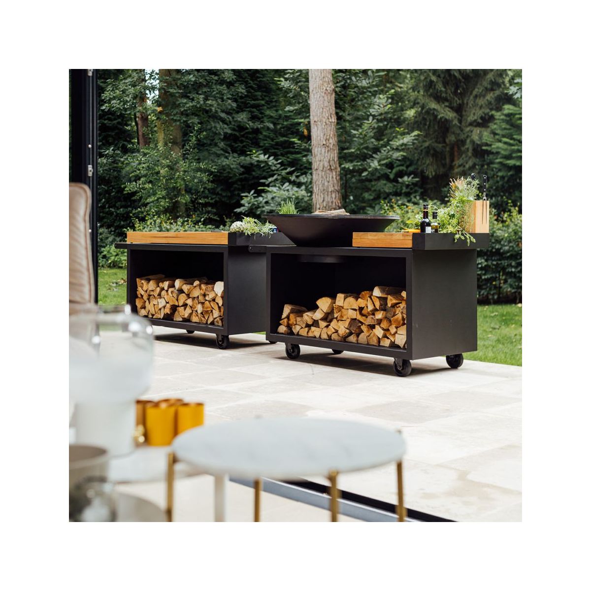 Brasero Island Black 100 Pro Teak Wood OI4B100W couleur unique, OFYR