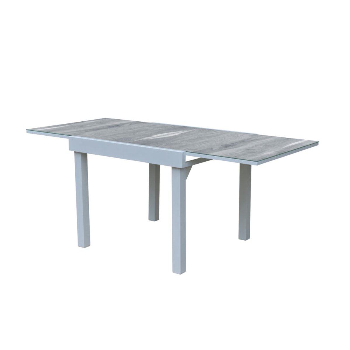 Ensemble en aluminium, verre, 4 fauteuils MODULO blanc, WILSA GARDEN
