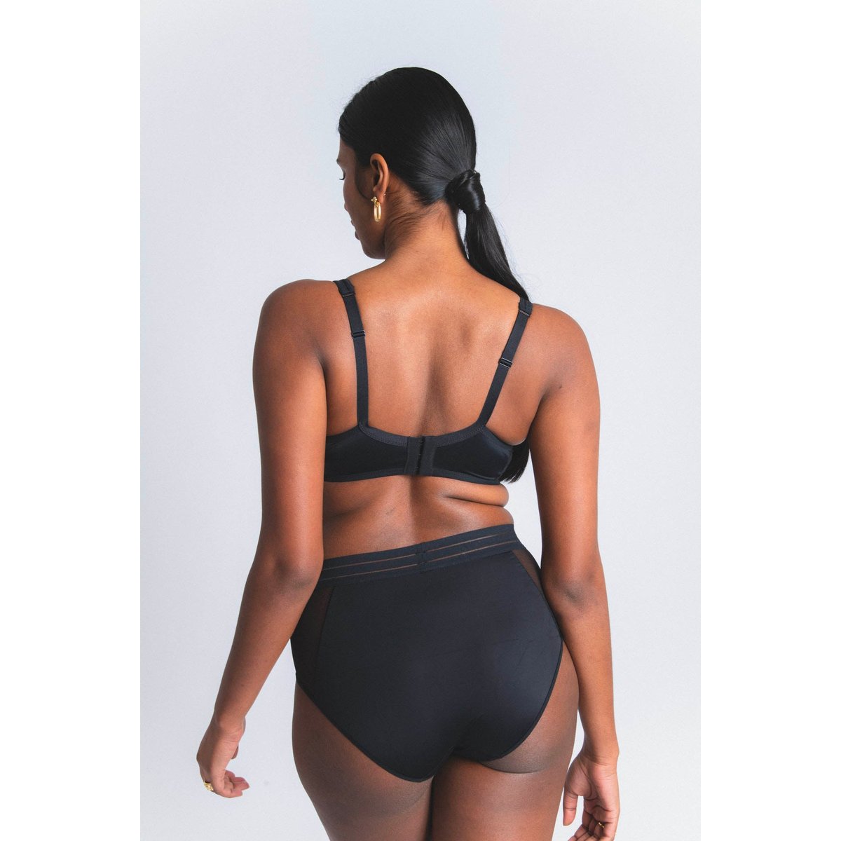 Culotte haute en microfibre et tulle NUFIT noir, MAISON LEJABY