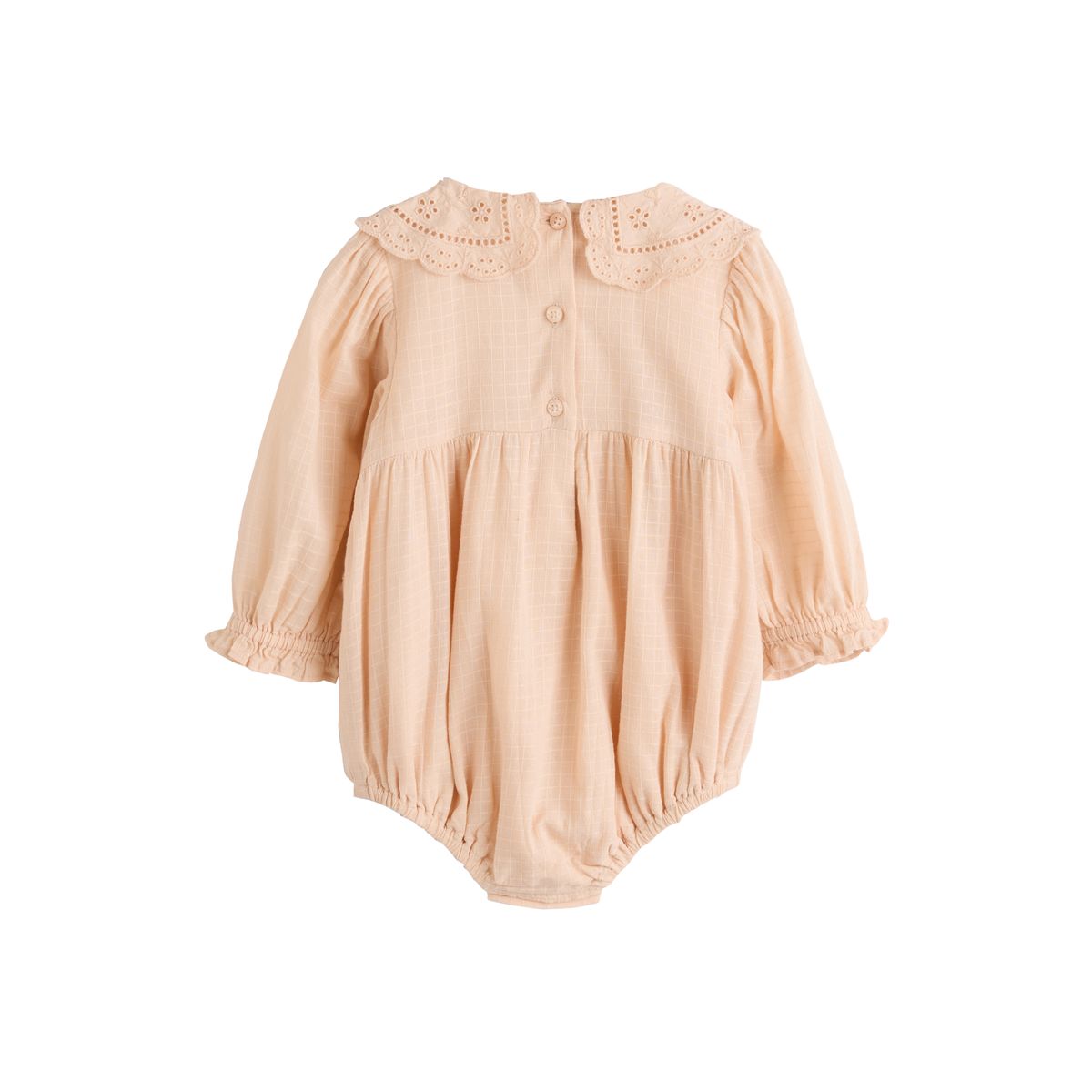 Barboteuse bouffante tissée manches longues pêche rose, NEXT