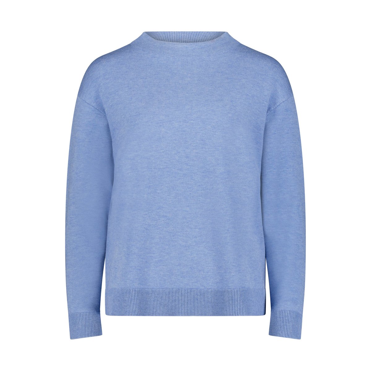 Pull-over en maille basique à col droit middle blue melange, BETTY BARCLAY