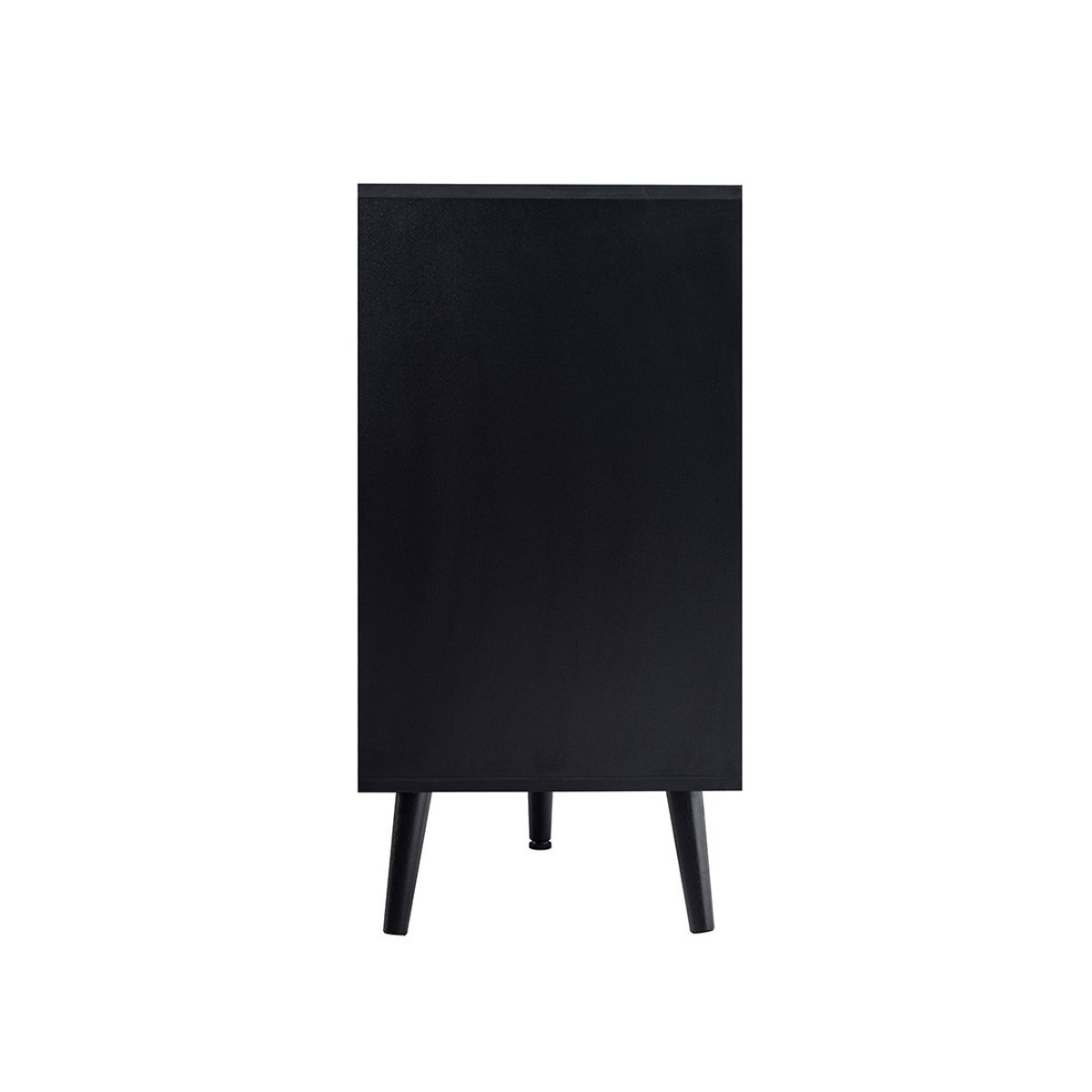 Buffet bas noir et cannage 3 portes, GOTO noir, BEST MOBILIER