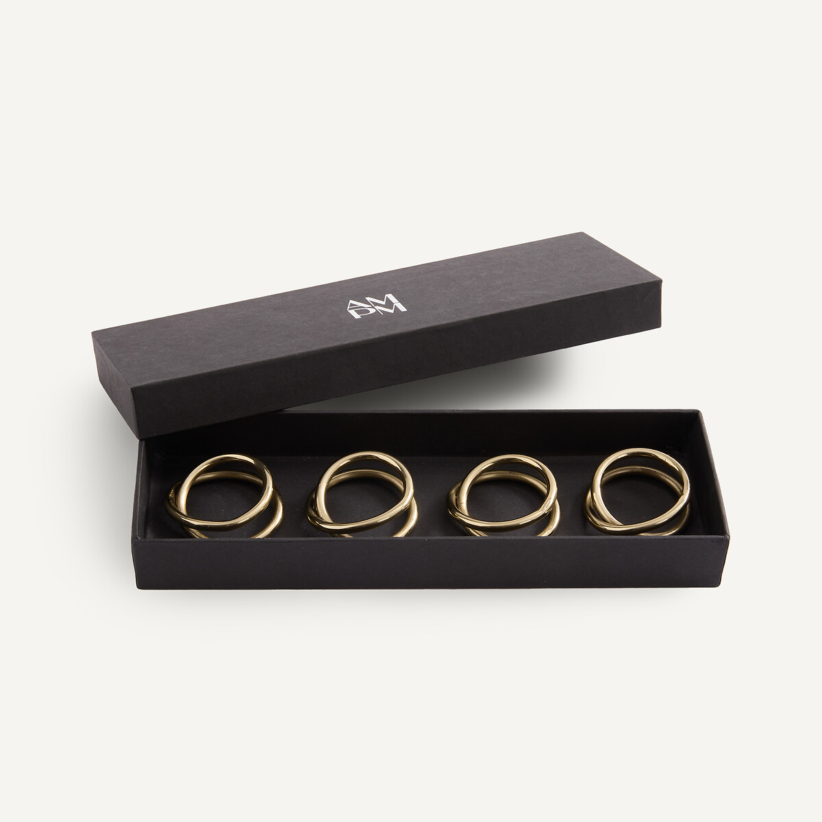 Lot de 4 ronds de serviette en métal aluminium, DUETTI doré, AM.PM