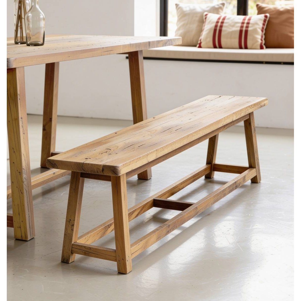 Banc en bois recyclé EURYDICE bois clair, MADE IN MEUBLES