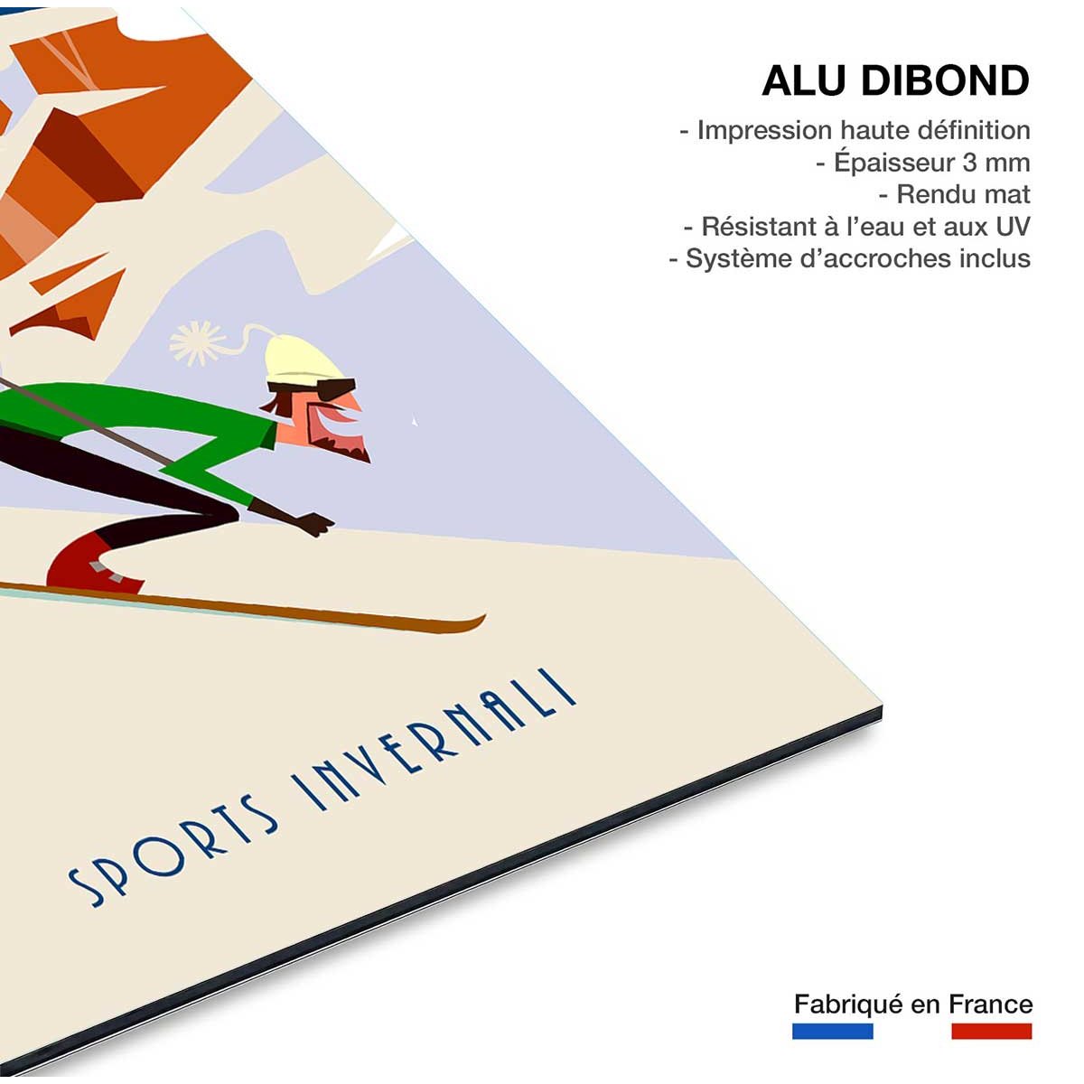 Tableau ski et dolomites tableau alu dibond, HEXOA
