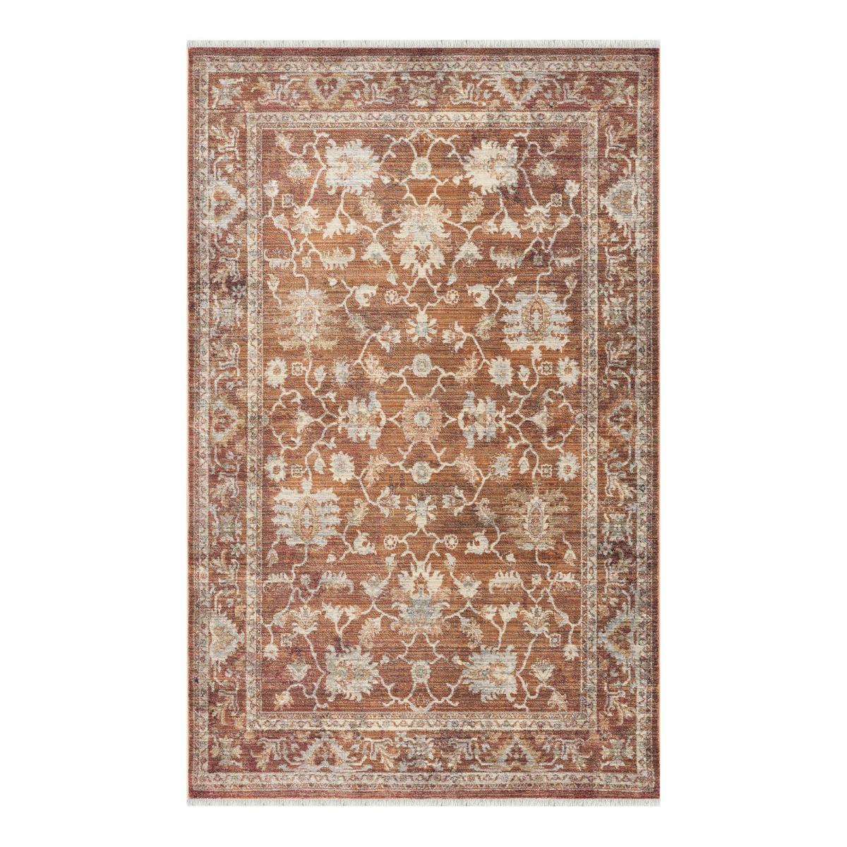 Tapis d'orient, motif oriental raffiné, tissé, poils ras marron, beige, gris, UN AMOUR DE TAPIS