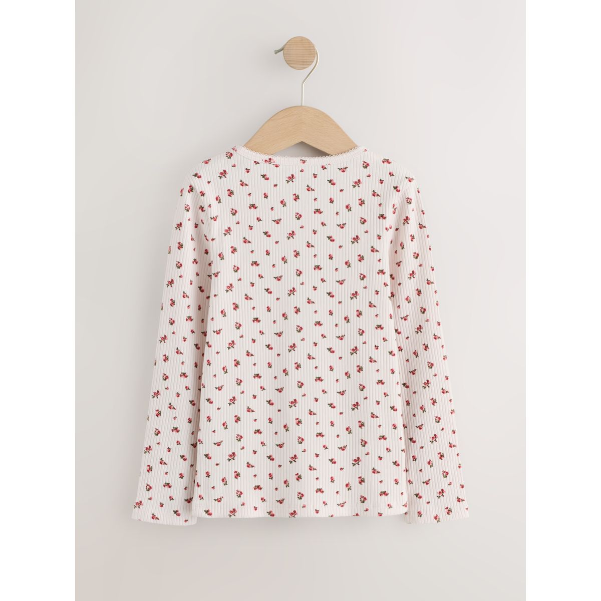 Haut côtelé à manches longues, lot de 3 rose à petites fleurs, NEXT