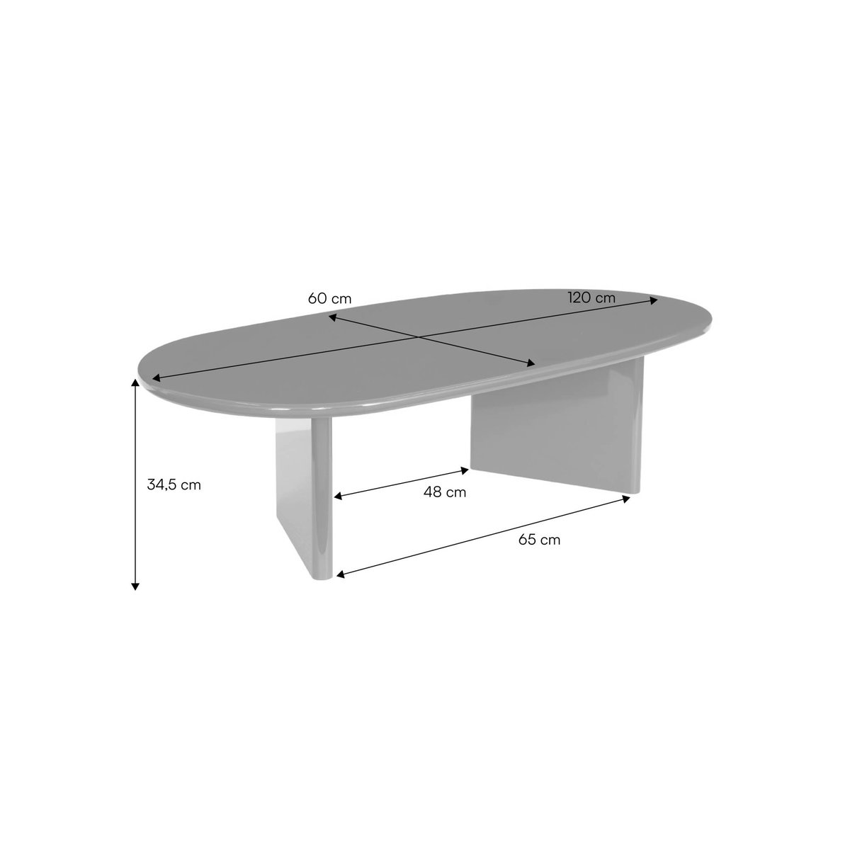 Table basse ovale finition glossy RUMI crème, SWEEEK
