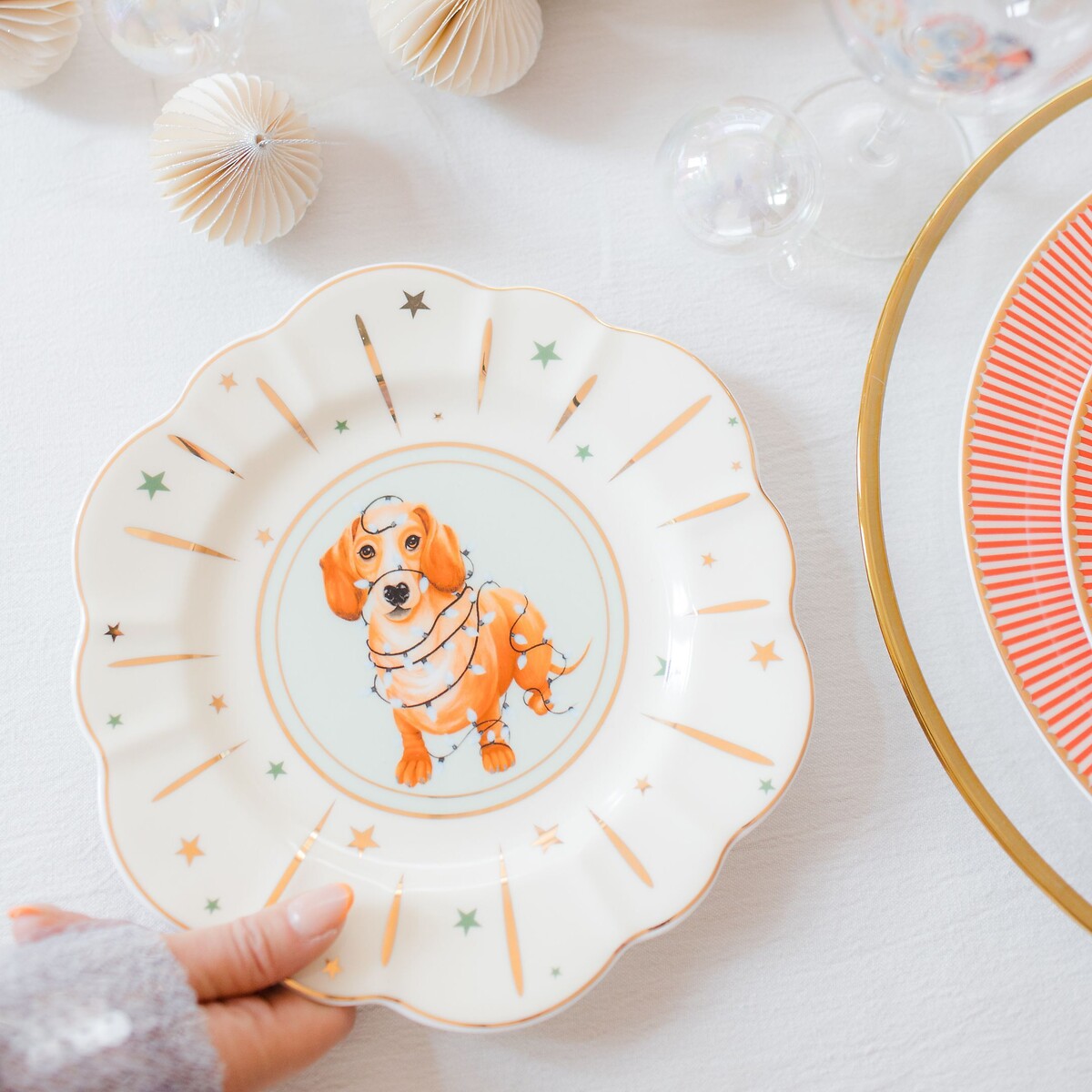 23cm Xmas Sausage Doggie Sandwich Plate multi-coloured, YVONNE ELLEN