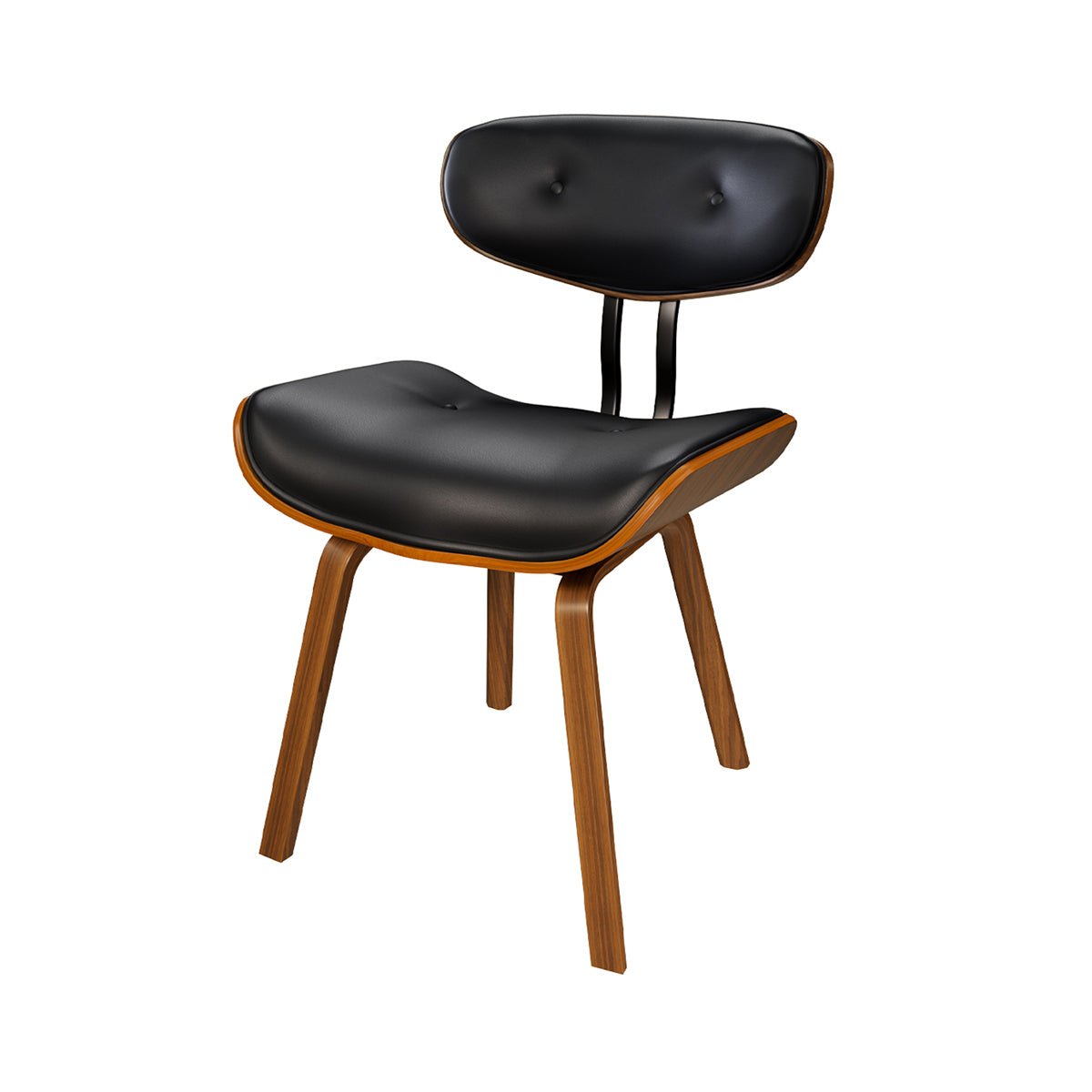 Chaise en PU et pieds en bois plié - PÉTRUS noir et bois foncé, MAISON PAVANE