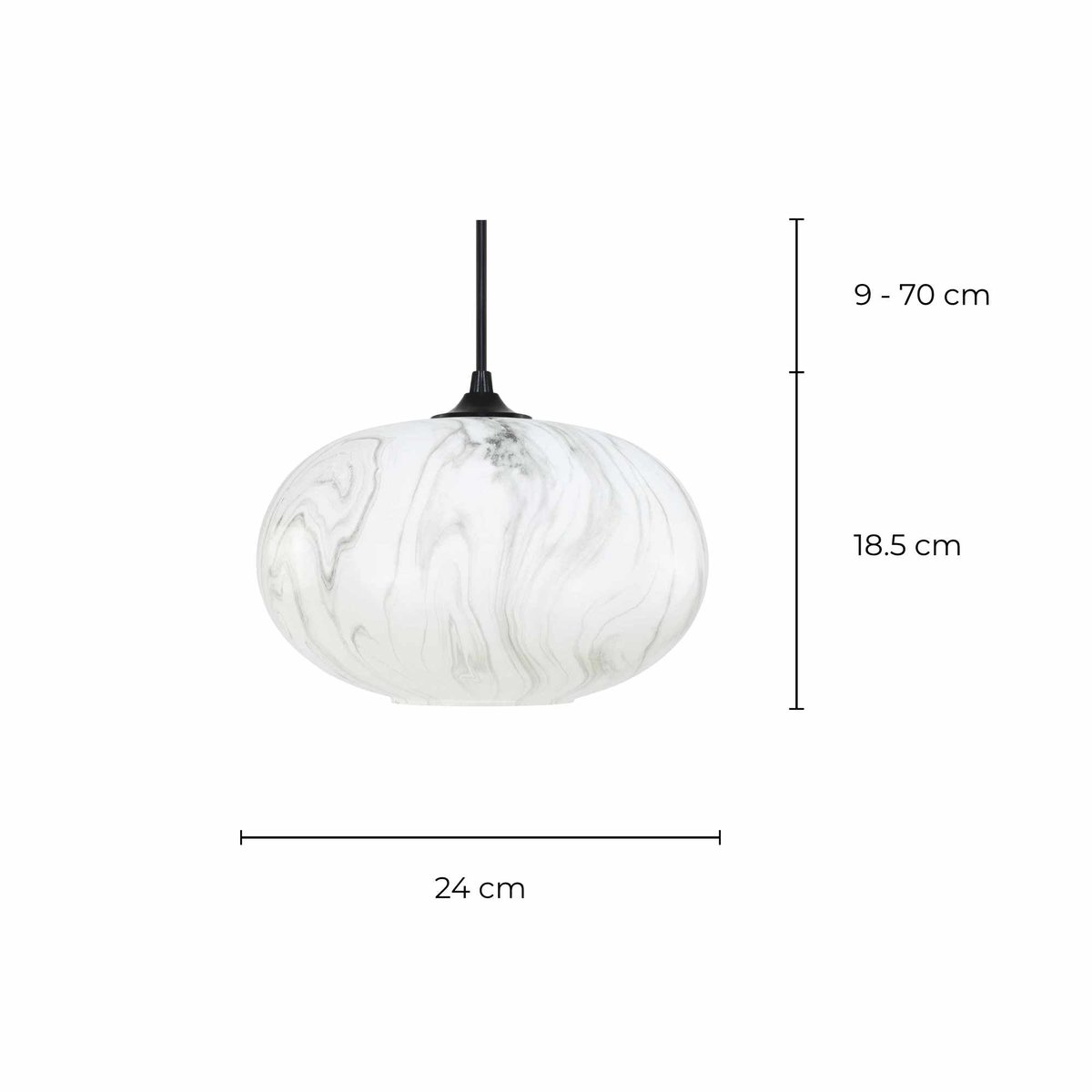 Suspension galet en verre effet marbre - CARRAO blancgris, C-CREATION