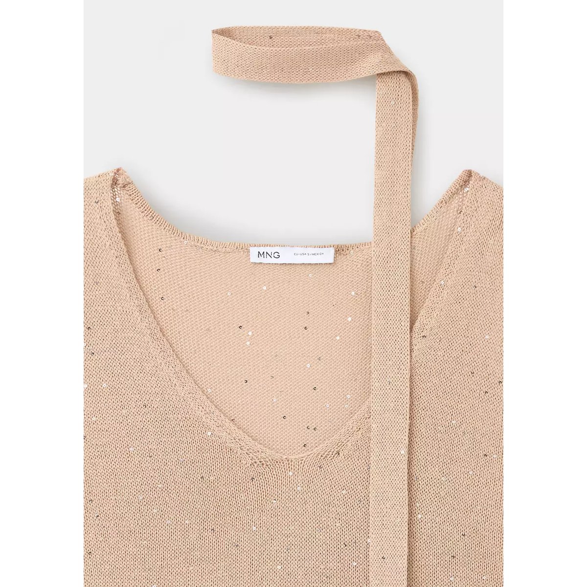 Top maille détail sequins sable, MANGO