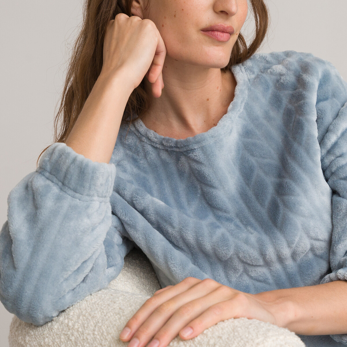 Cable Knit Fleece Pyjamas grey-blue, SO'HOME