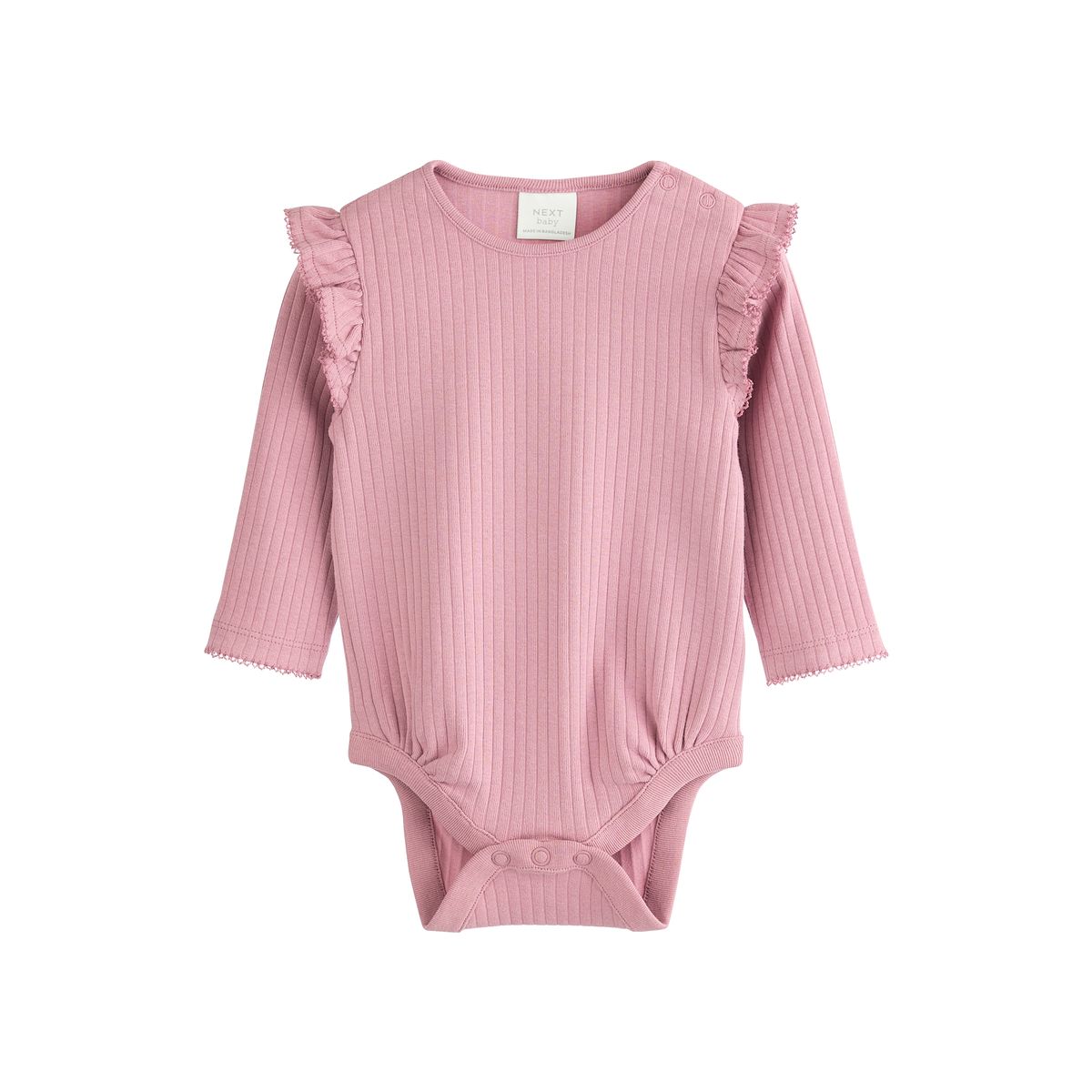 Body bébé manches longues/volants, lot de 4 rose/crème, NEXT