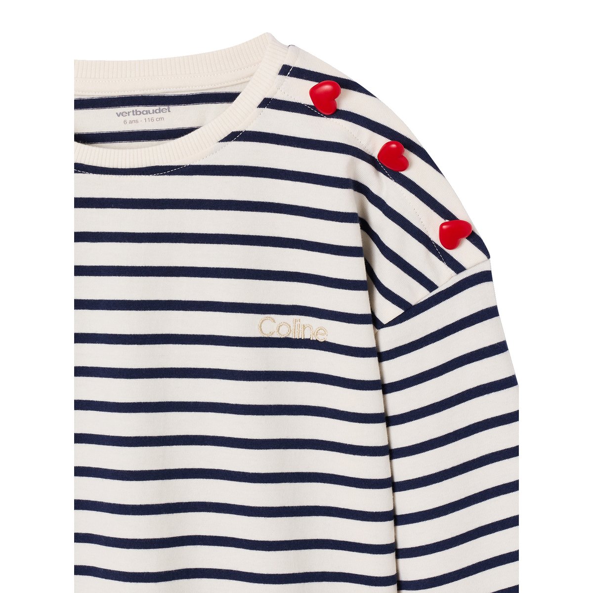 T-shirt marinière manches longues marine, VERTBAUDET