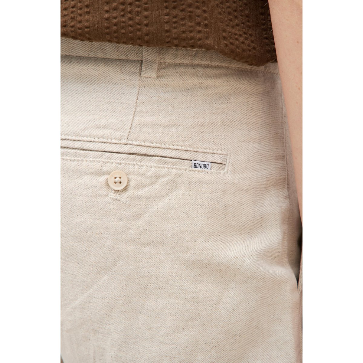 Chino coupe droite longueur 32 ecru, BONOBO