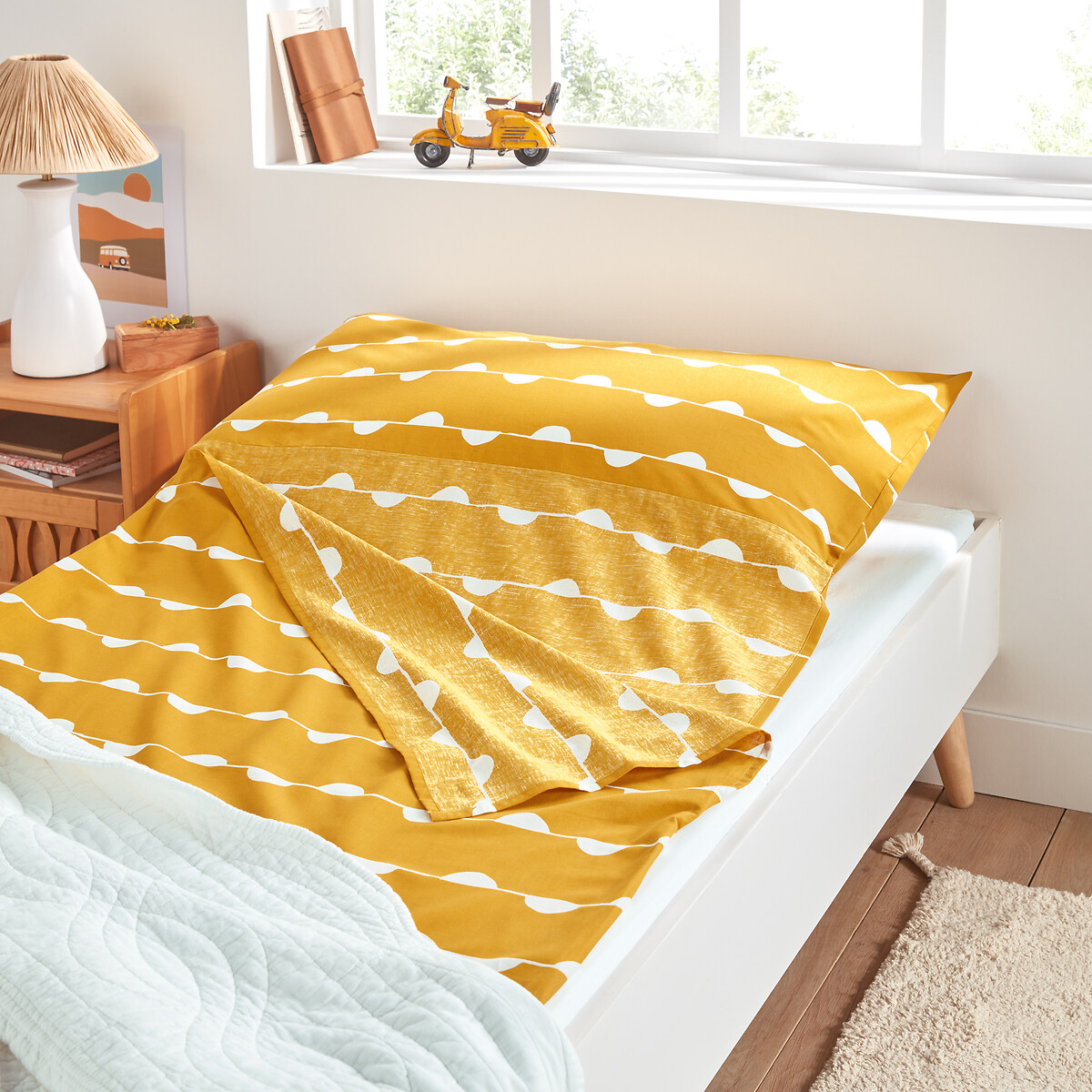 Saco de dormir 100% algodón, Irun estampado amarillo/blanco, LA REDOUTE INTERIEURS