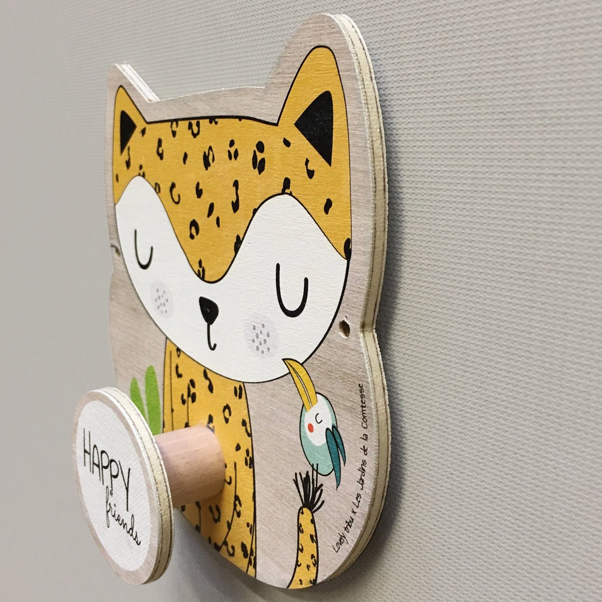 Porte-manteau, patère en bois Gigi la Girafe jaune, LES JARDINS DE LA COMTESSE
