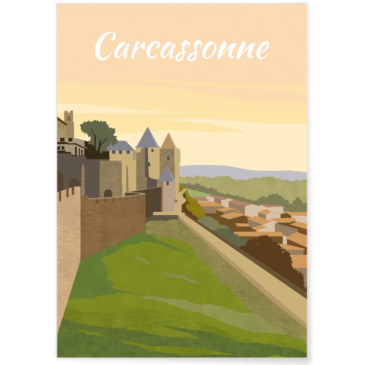 Affiche ville Carcassonne blanc, L'AFFICHERIE