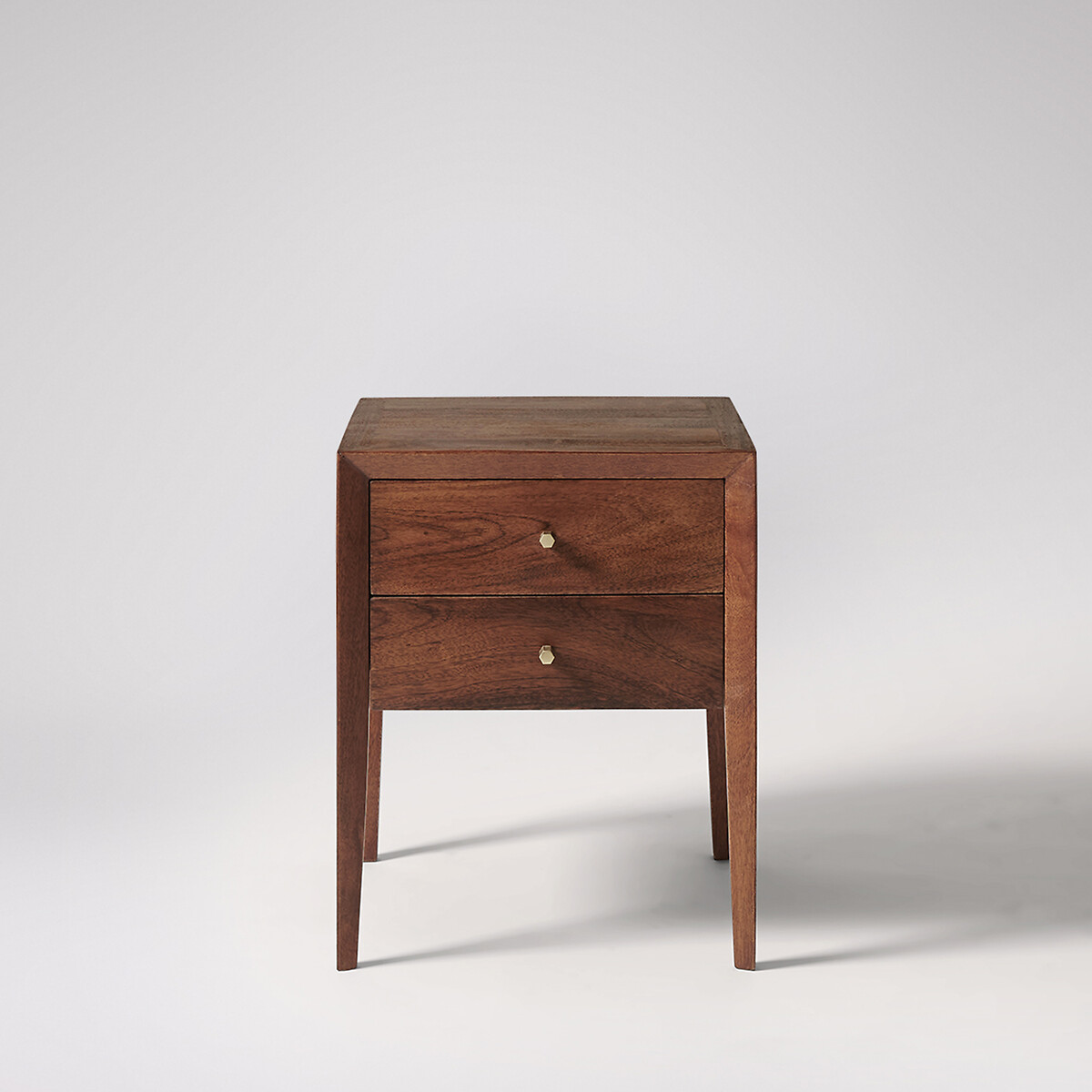 Valente Mango Wood 2 Drawer Bedside Table dark brown, SWOON