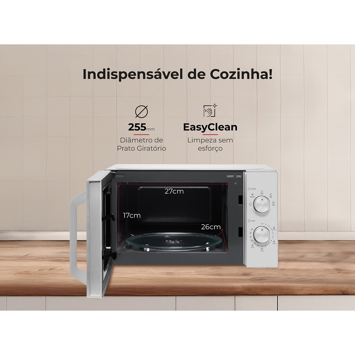 Micro-ondas 20L Cinza 1809FL, FLAMA prateado, FLAMA