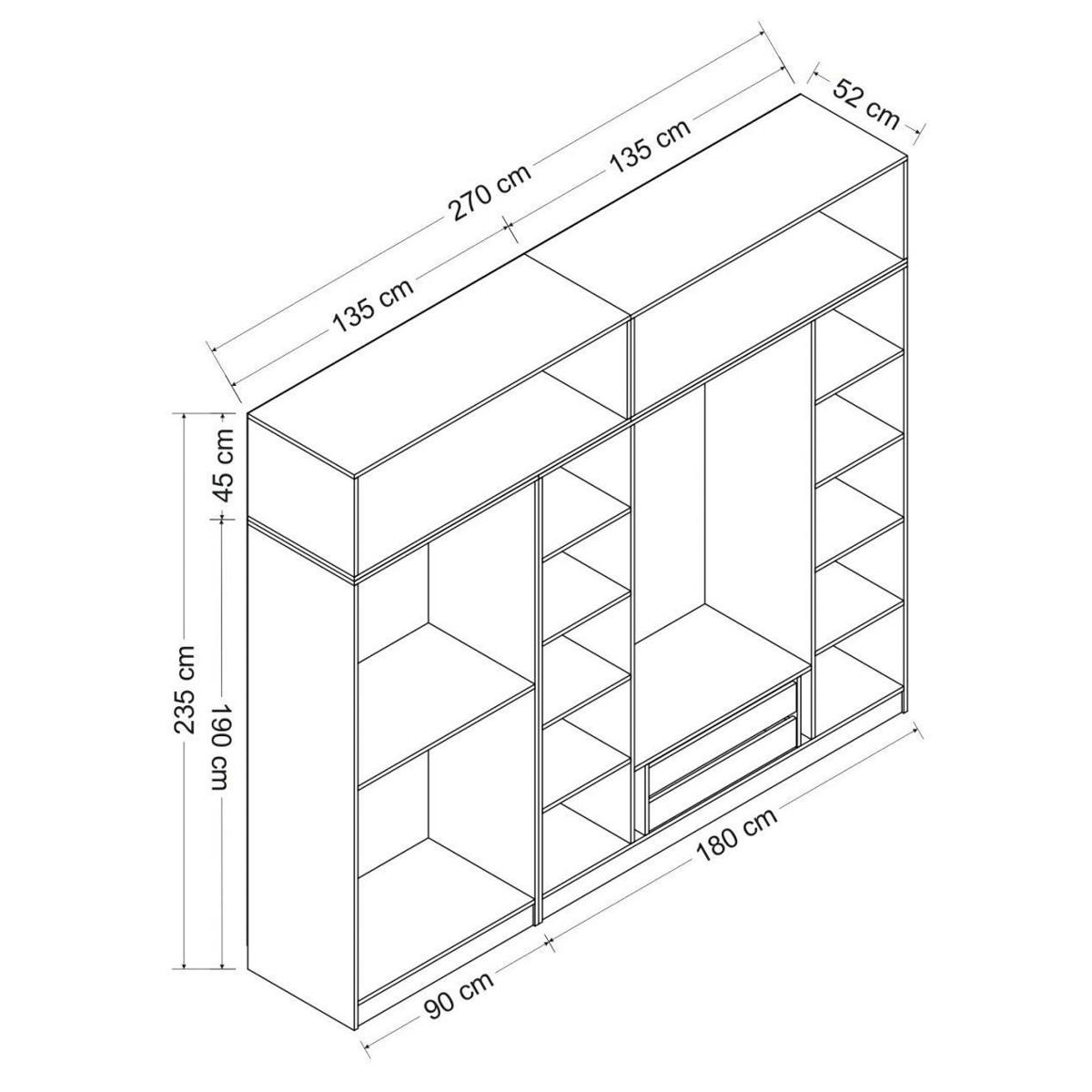 Armoire penderie blanche, 8 portes 3 portants BYRON blanc, PIER IMPORT