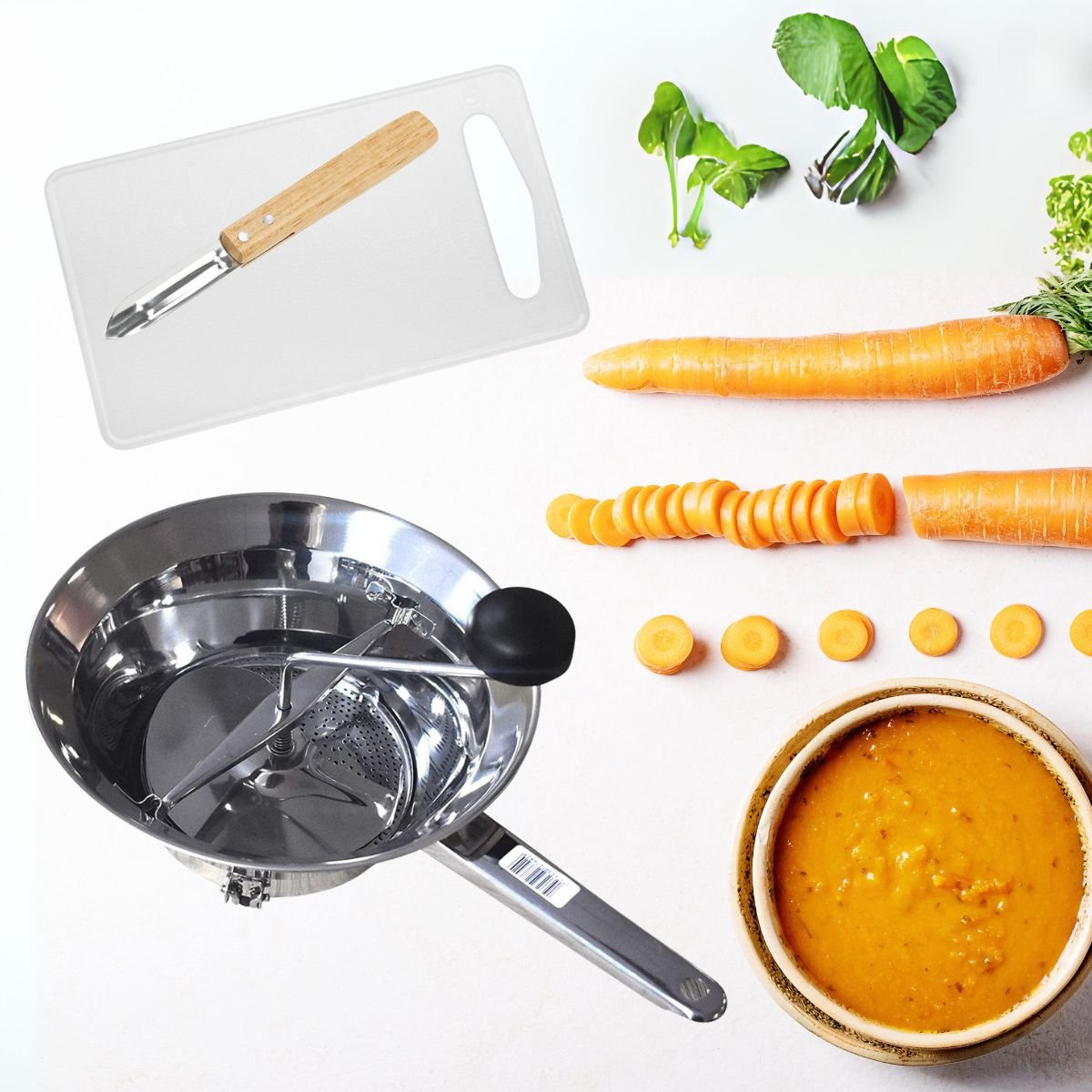 Ensemble d'accessoires pour préparation des légumes blanc,noir,inox, FACKELMANN