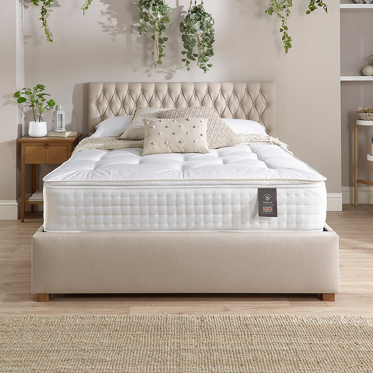 Aspire Luxury 3000 Pocket Natural Wool & Cashmere Pillowtop Mattress white, ASPIRE