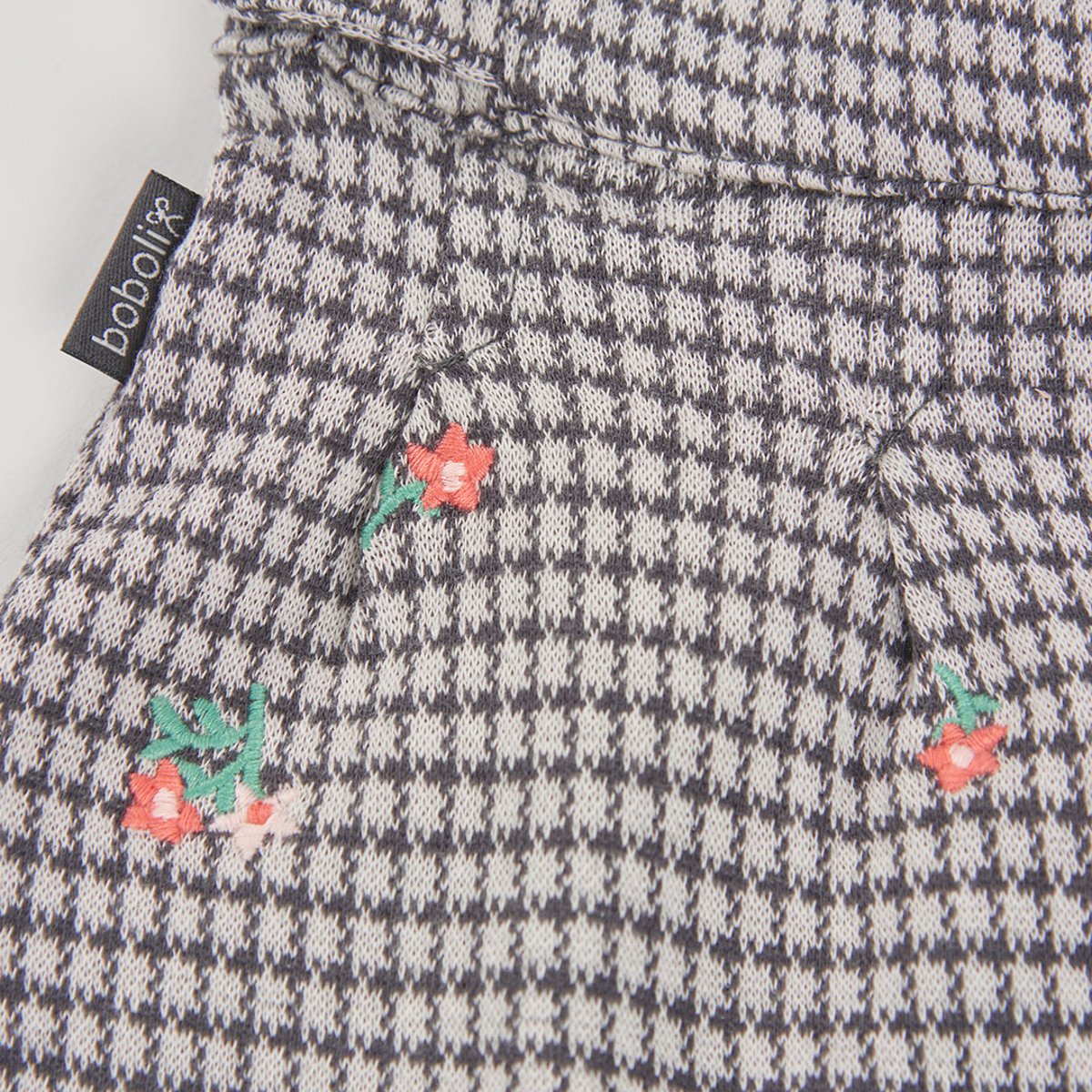 Jupe-culotte maille carreaux brodée fleurs fille multicolore, BOBOLI