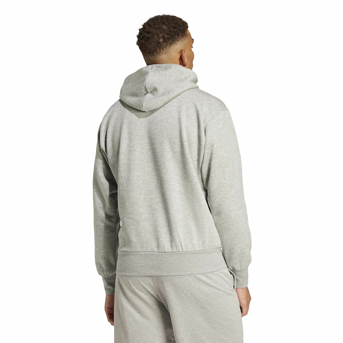 Sweat-shirt capuche molleton grand logo Essential gris chiné, ADIDAS SPORTSWEAR