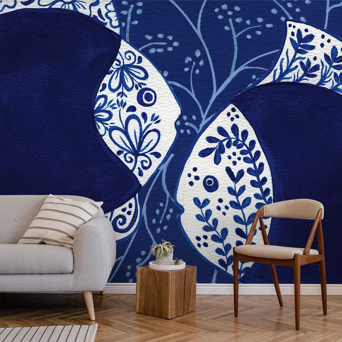 Papier peint poissons bleu du sud intissé, HEXOA