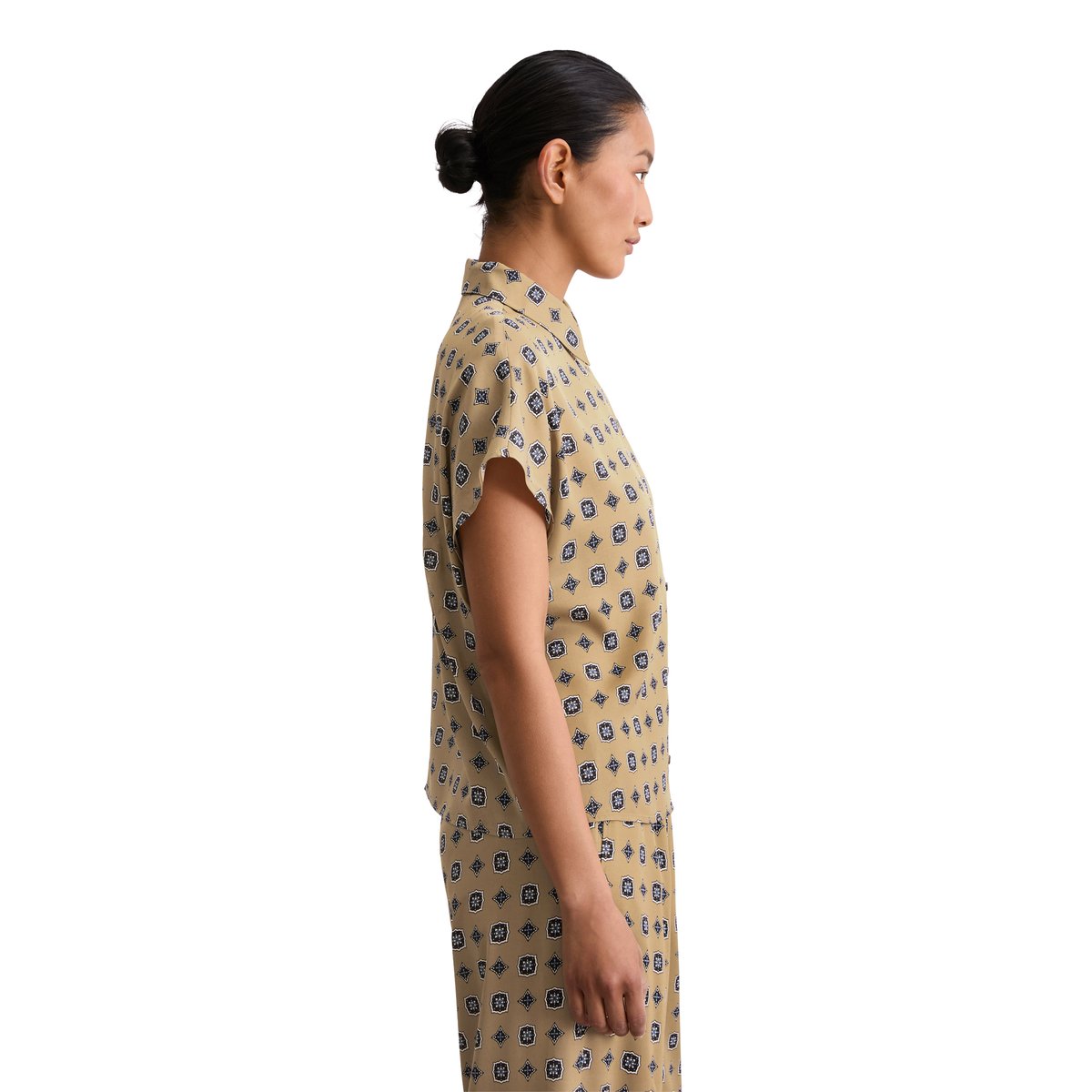 Blouse à motifs regular en sergé de viscose beige, MARC O'POLO
