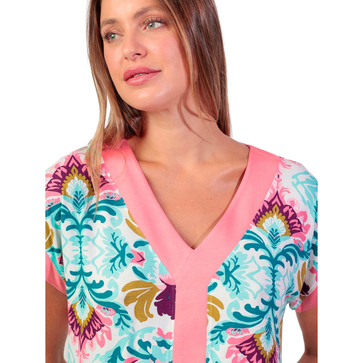 Chemise de nuit manches courtes Colorful Luxury multicolore, ADMAS