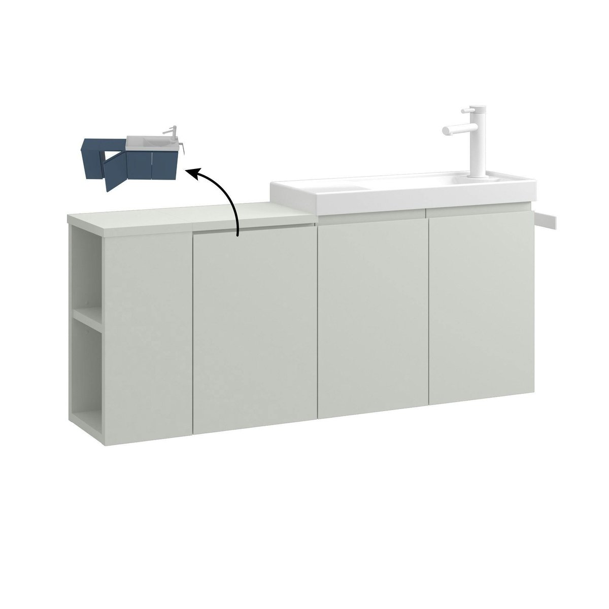 Meuble + vasque lave-mains suspendu 110 cm IRIS cachemire, PIER IMPORT
