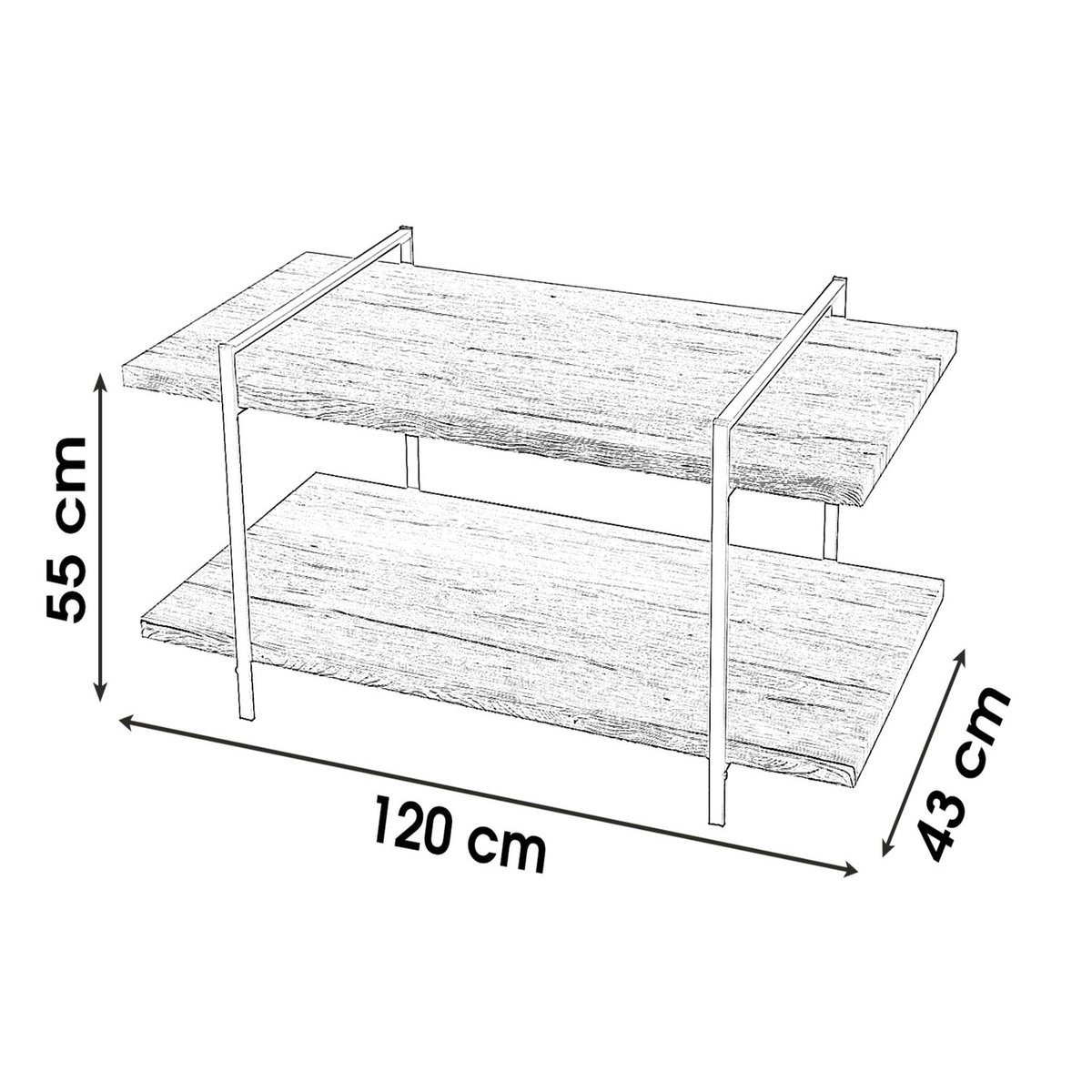 Meuble TV 2 niveaux design industriel DOCK noir, URBAN LIVING