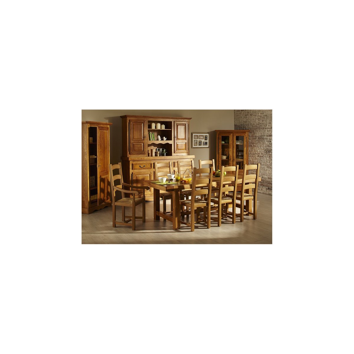 Table de ferme bois chêne massif L220 - LA BRESSE chêne clair, HELLIN, DEPUIS 1862