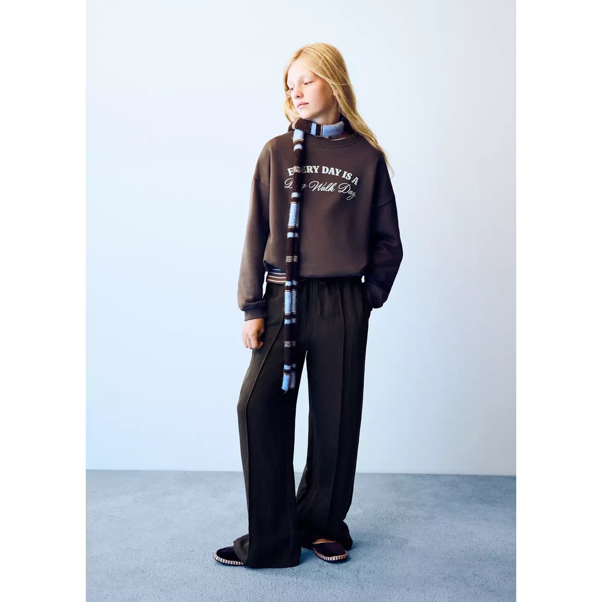 Pantalon droit détail coutures marron, MANGO KIDS