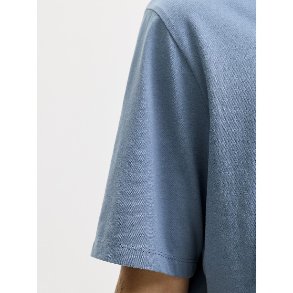 T-shirt col rond en coton bio bleu indigo, JACK & JONES