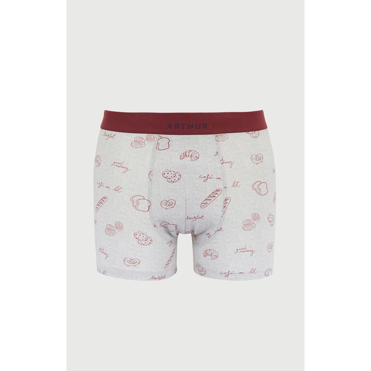 Boxer en jersey de coton imprimé P'tit dej au lit gris, ARTHUR