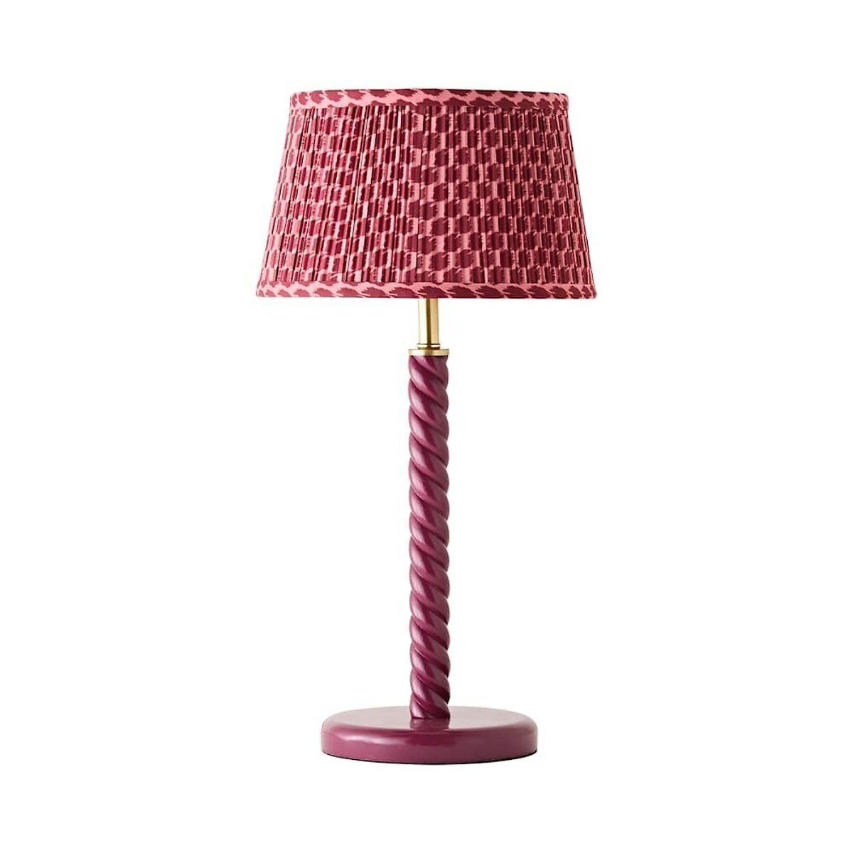 Amalia Twist Table Lamp with Pleated Taper Shade pink, SO'HOME