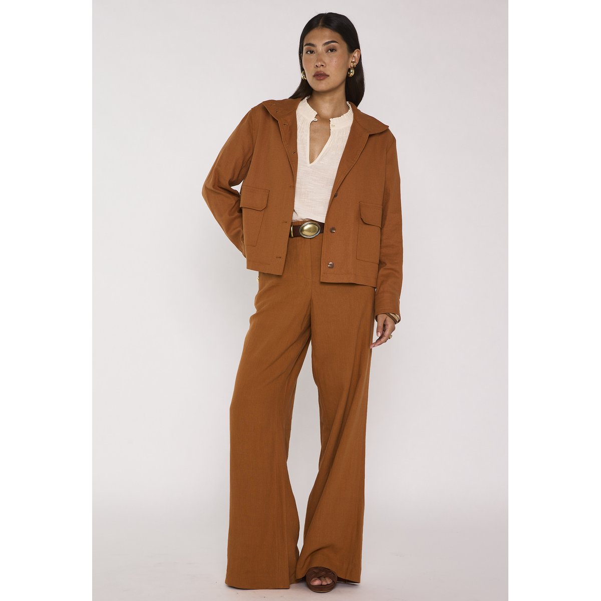 Veste à manches longues en lin mélangé BLONDIE ocre, Maison 123