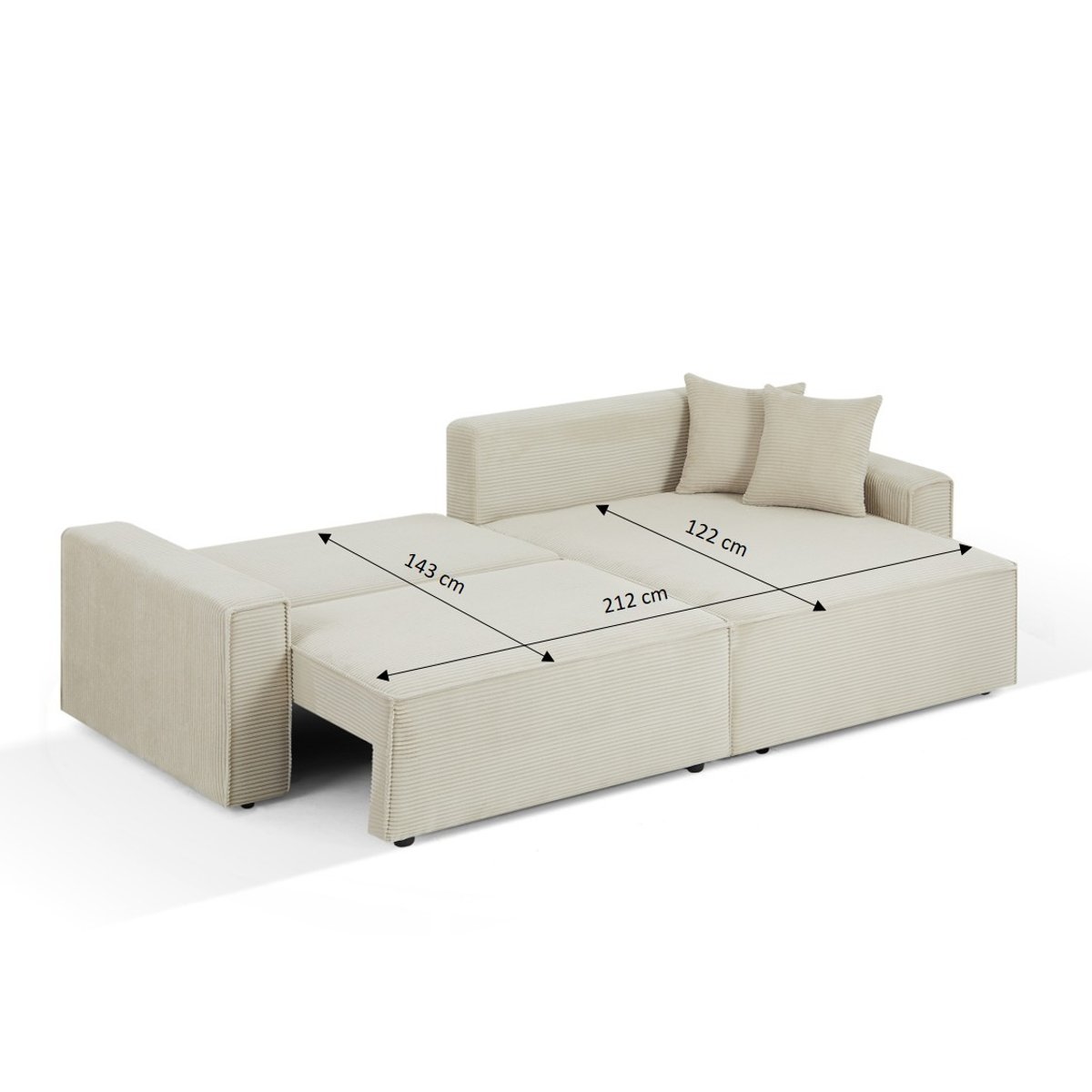 Canapé d'angle convertible velours ZOLA beige, BAÏTA